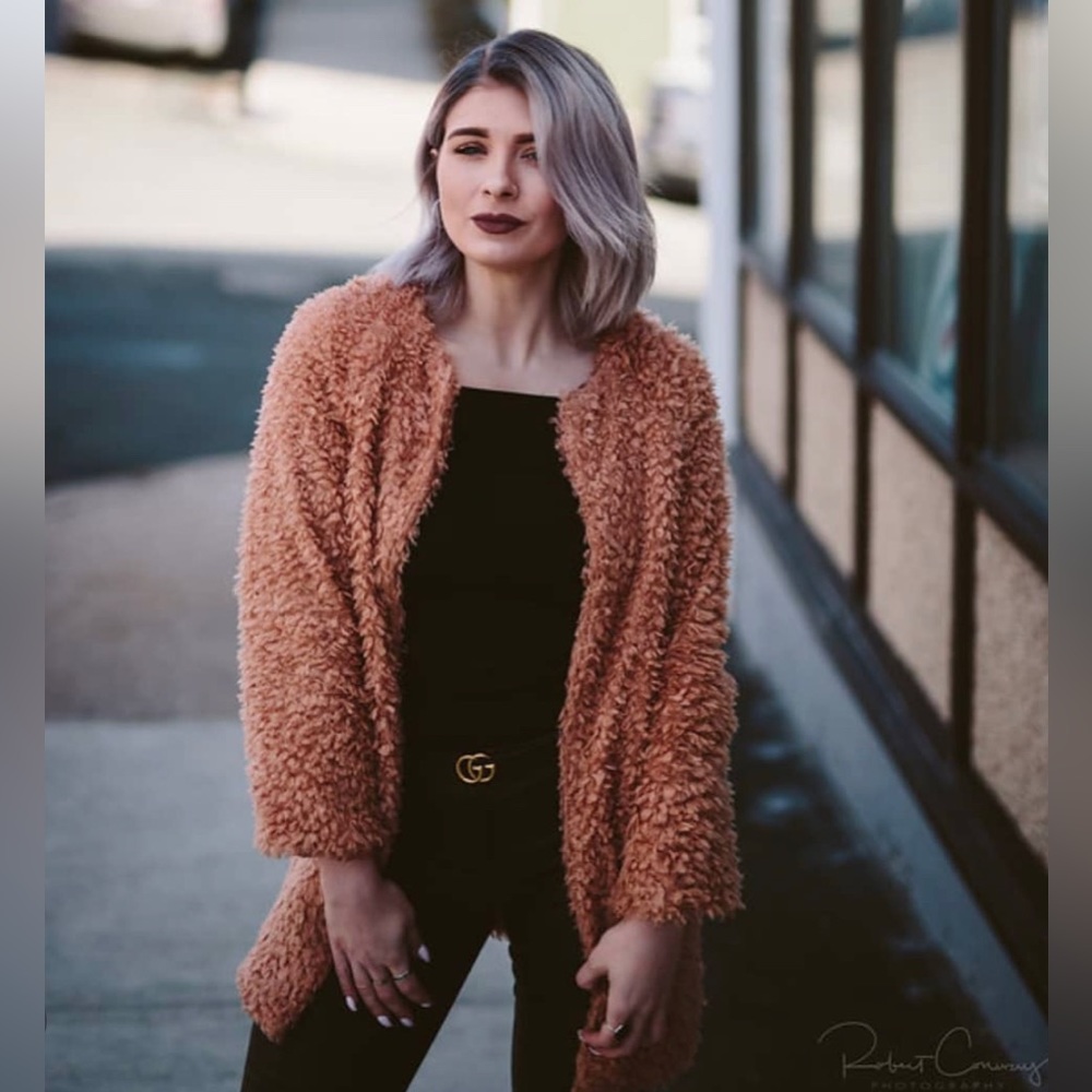 Dusty Peach Teddy Coat